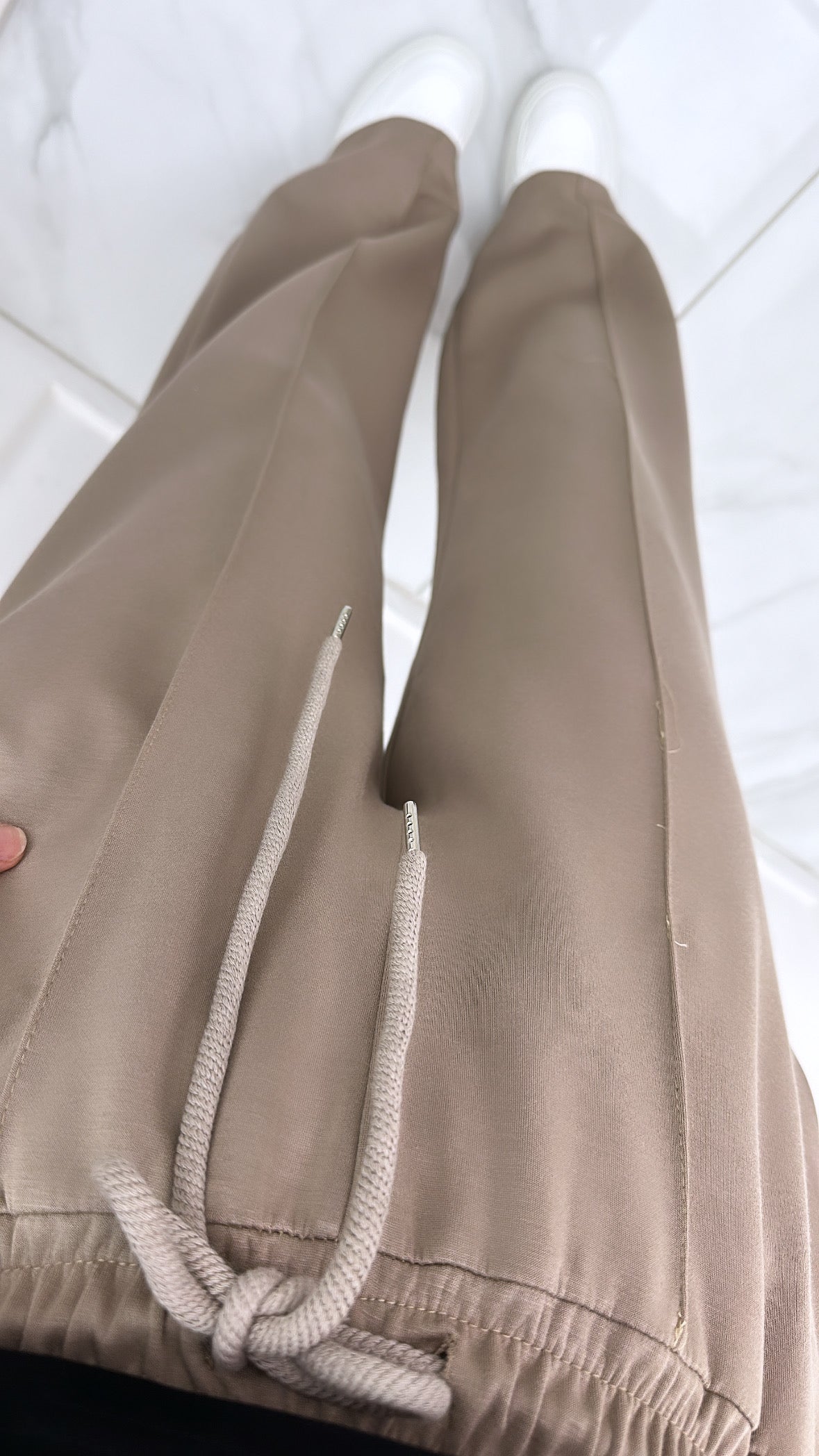 KYLIE mocha super soft jogger with exposed seam detail