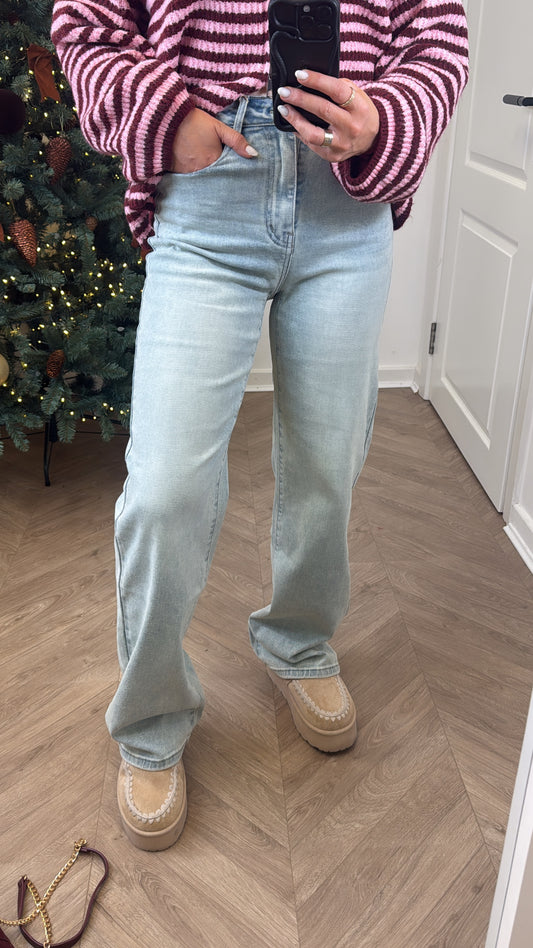 BROOKE blue light wash wide leg denim jeans