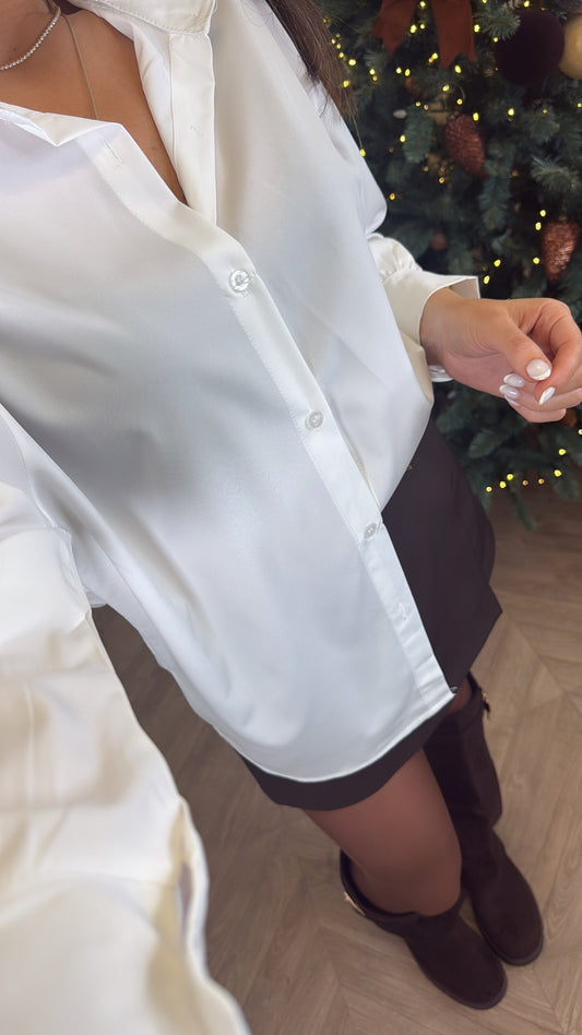 HALLIE white soft cotton shirt