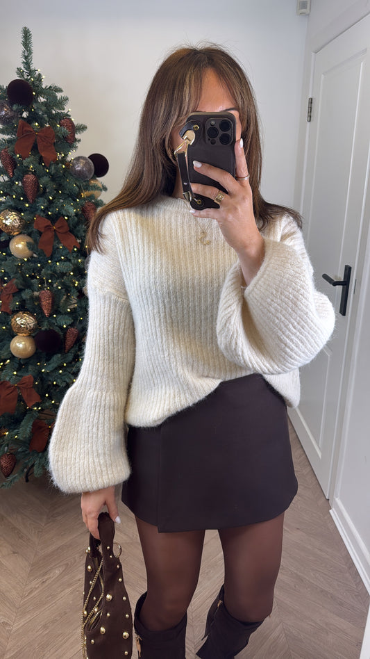 GEORGIA cream super soft jumper with flare sleeves