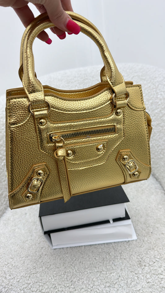 HARPER gold zip detail grab bag