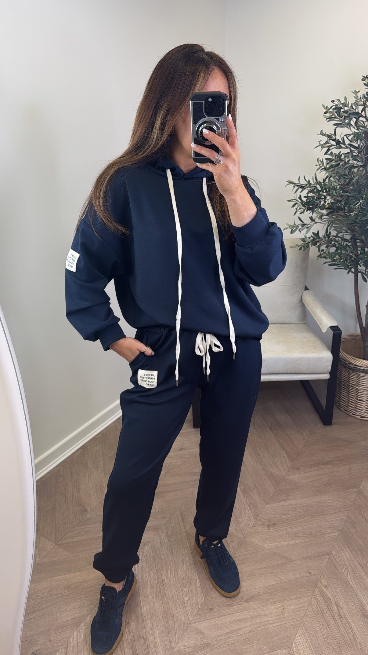 MELISSA navy hoody lounge set with badge detail