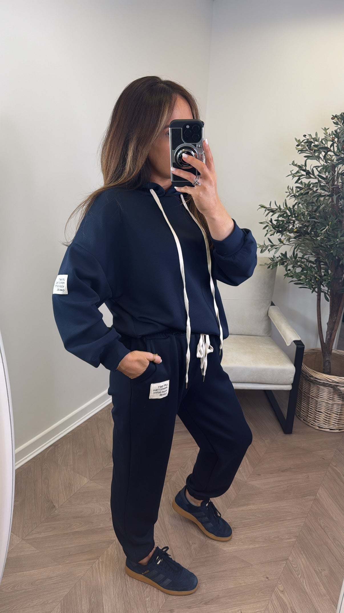 MELISSA navy hoody lounge set with badge detail