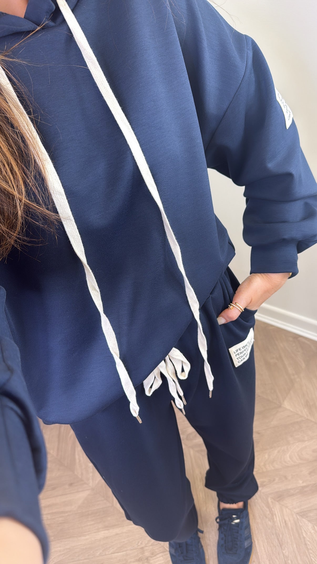 MELISSA navy hoody lounge set with badge detail