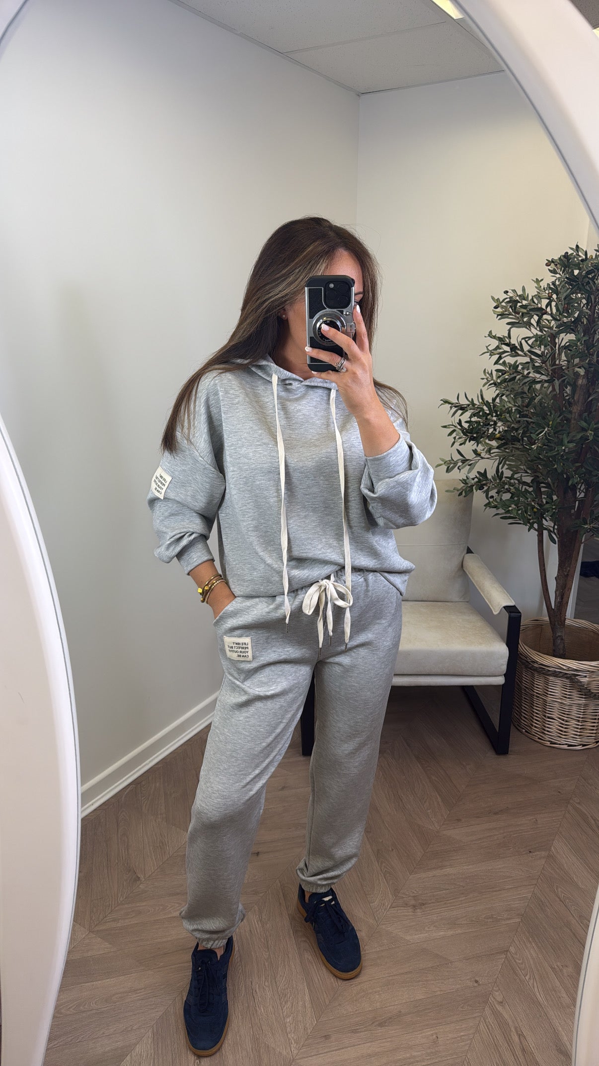 MELISSA grey hoody lounge set with badge detail