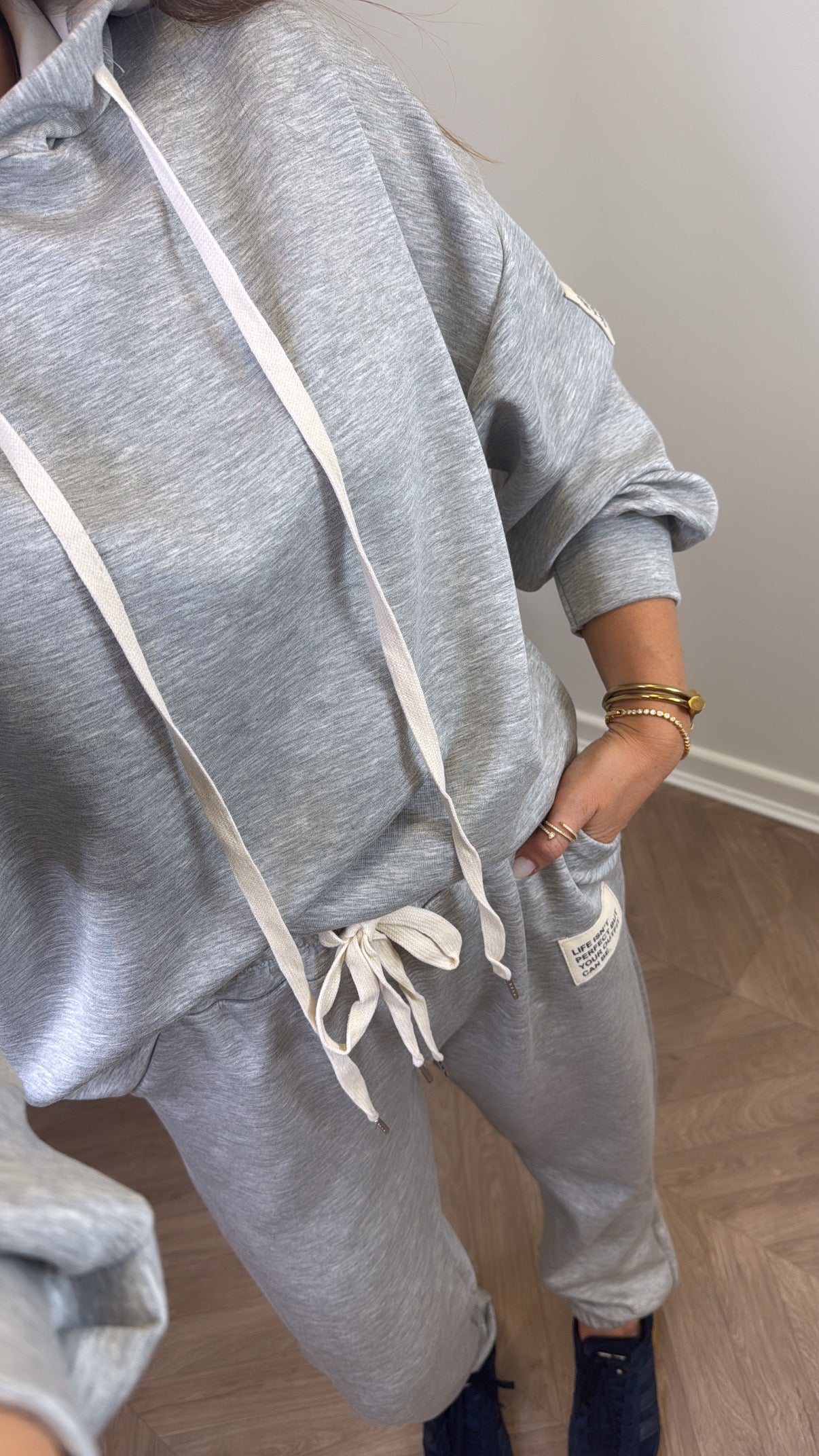 MELISSA grey hoody lounge set with badge detail