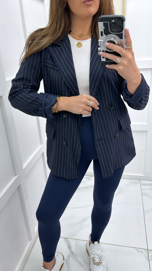 JADA navy pinstripe double breasted blazer