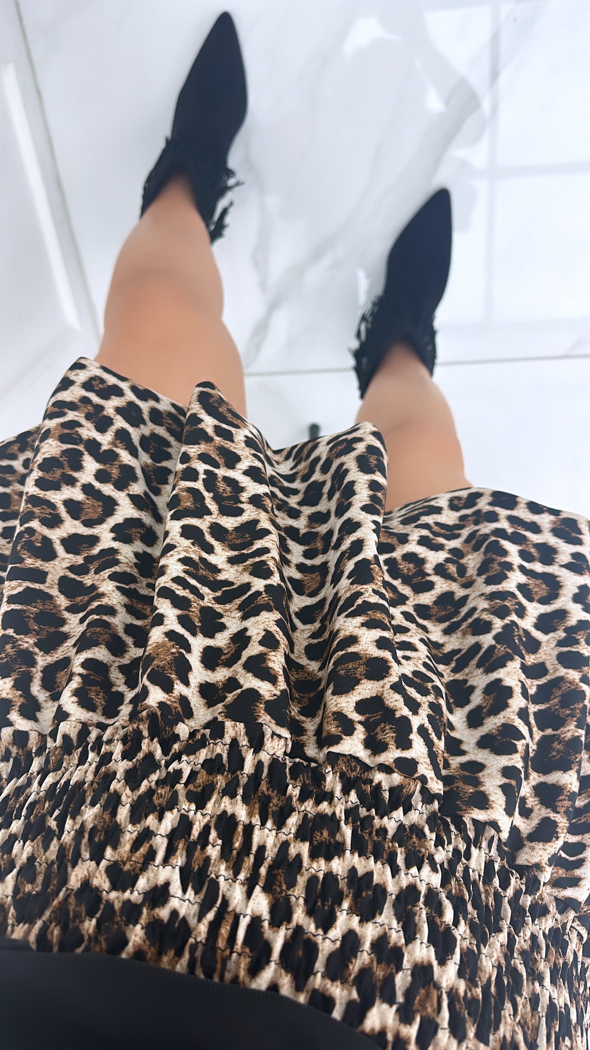 SASHA leopard print puffball mini skirt