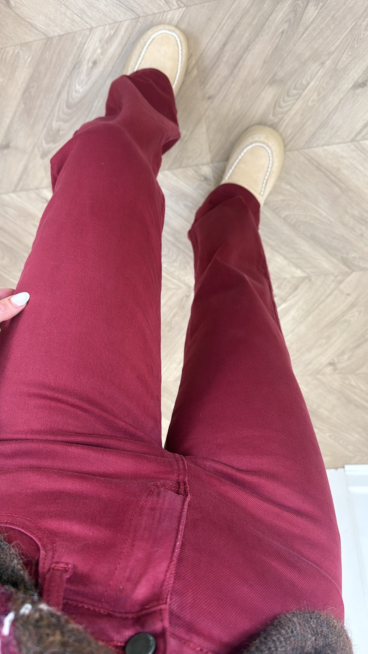 NATALIE burgundy stretchy dad jeans