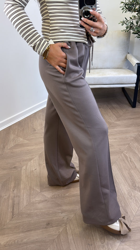 MARLEY taupe soft seam detail joggers