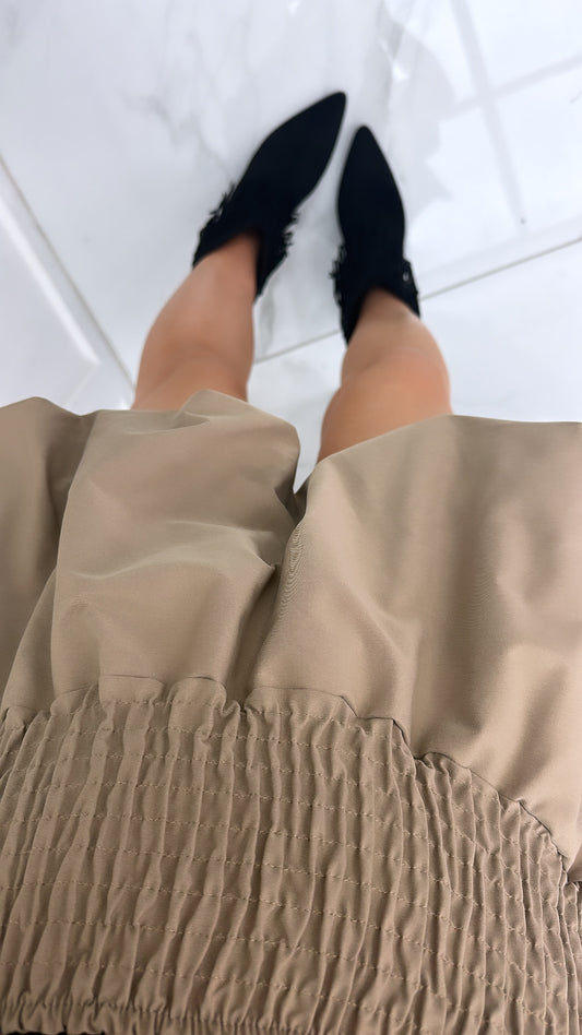 ALIYAH beige puffball mini skirt