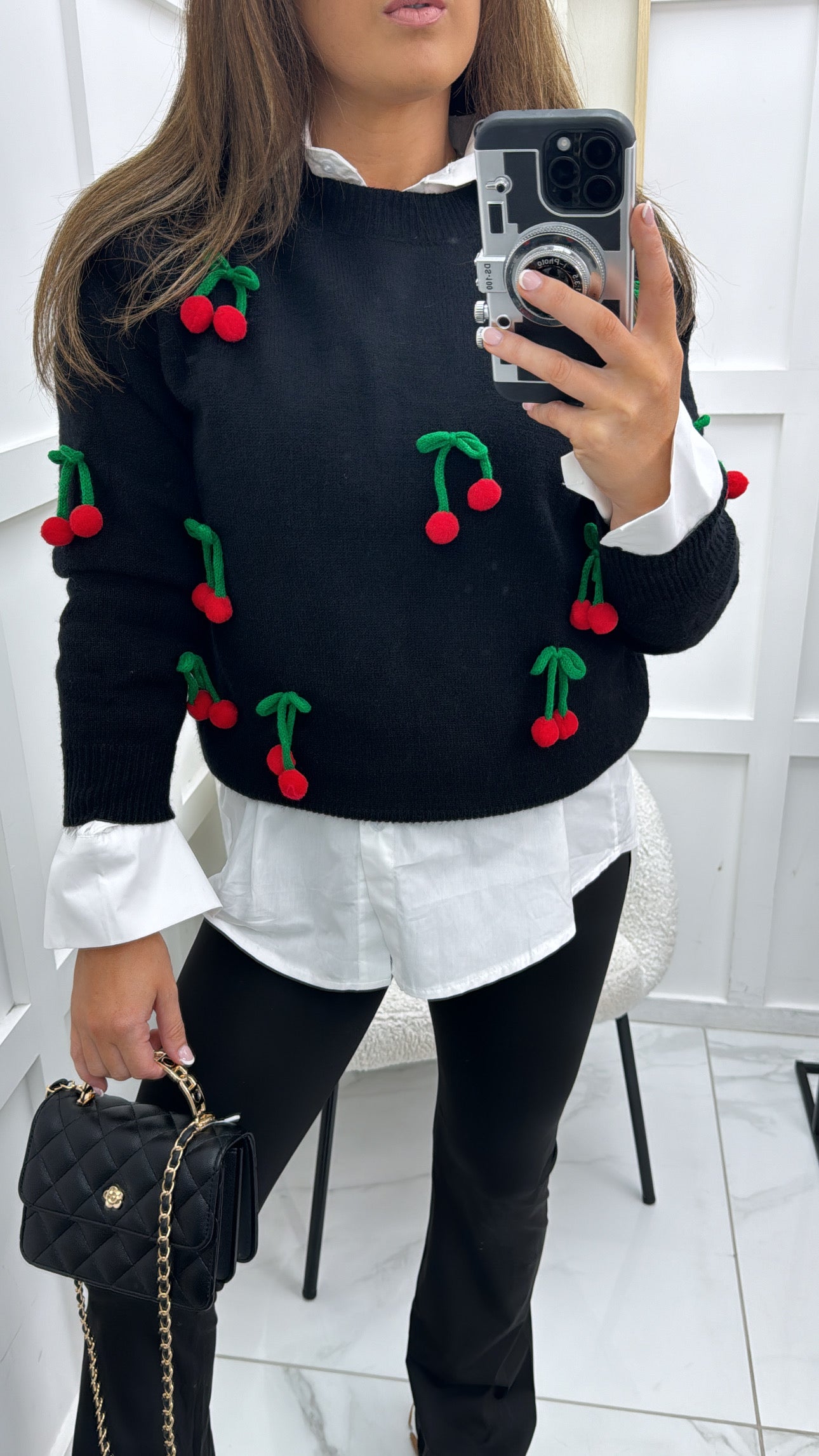 SOPHIA black cherry embellished soft knit jumper