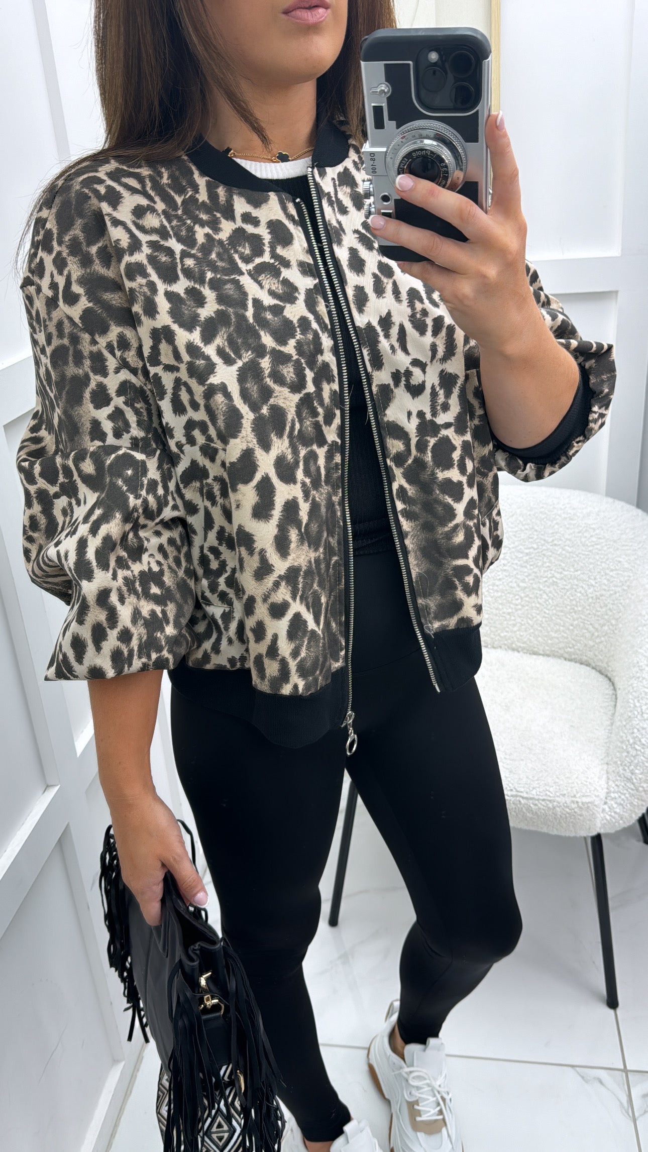 LAYKEN leopard print bomber jacket