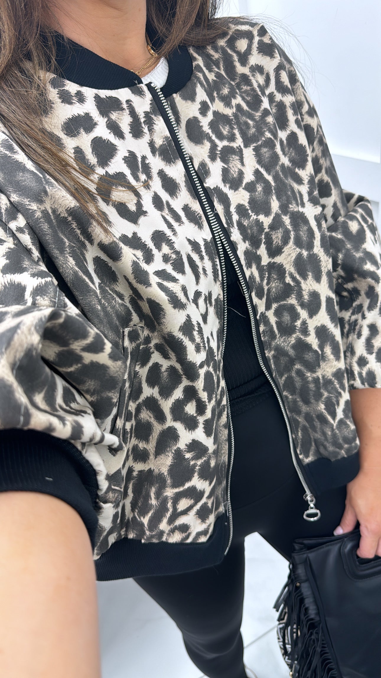 LAYKEN leopard print bomber jacket