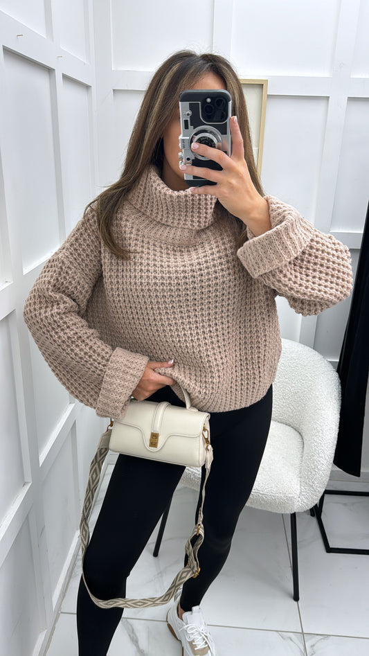 ABIGAIL taupe chunky knit jumper