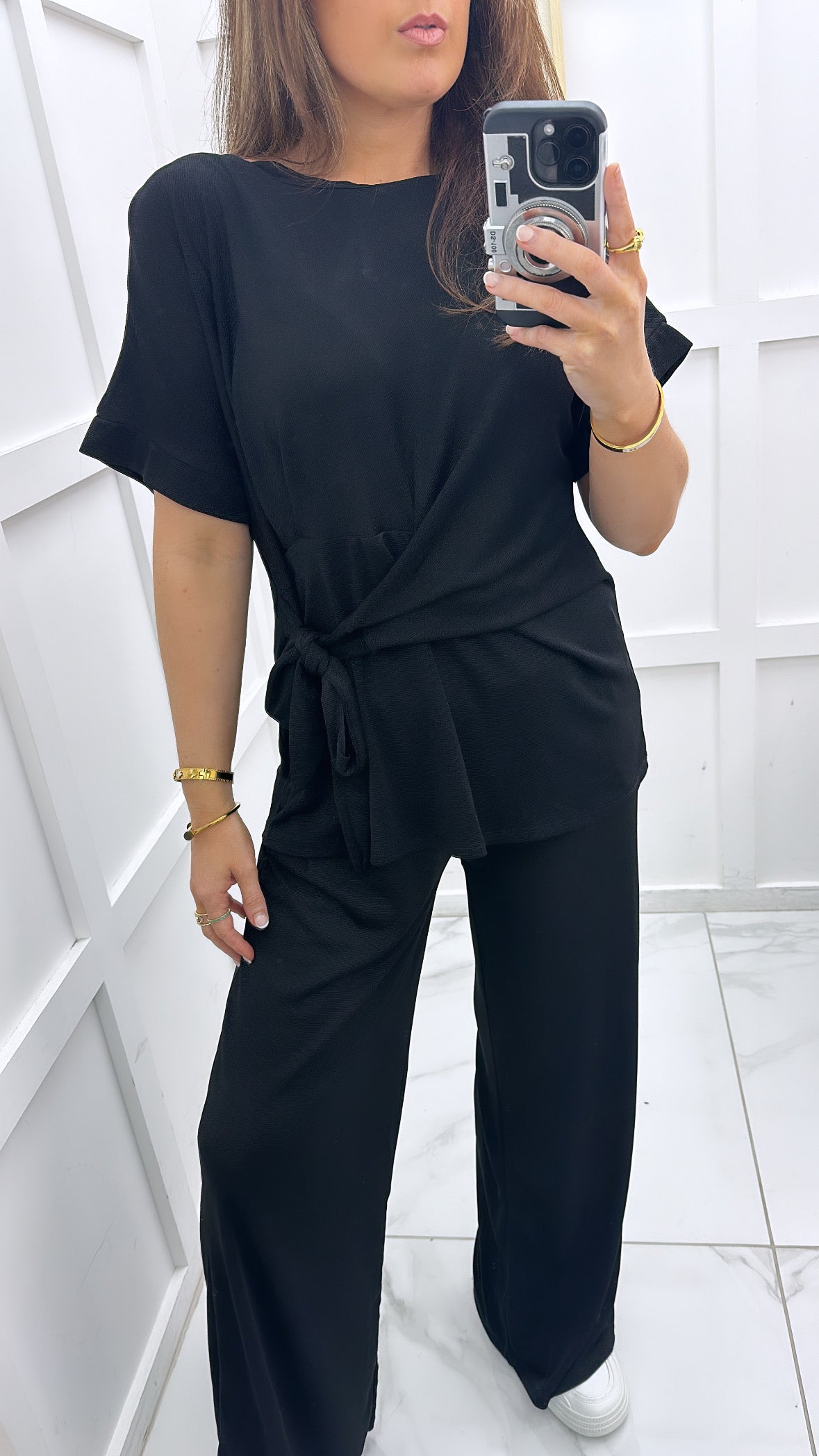 AMERIA black tie top and trousers co-ord set