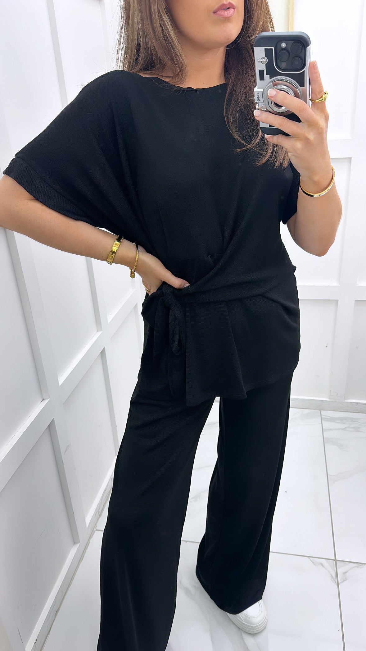 AMERIA black tie top and trousers co-ord set