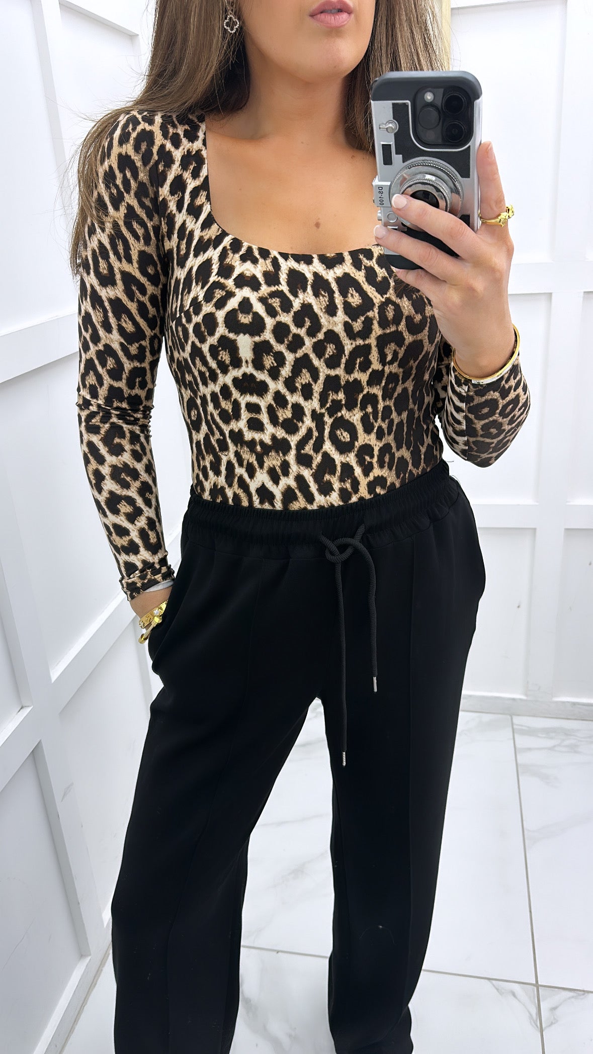 DANNI leopard print long sleeve bodysuit