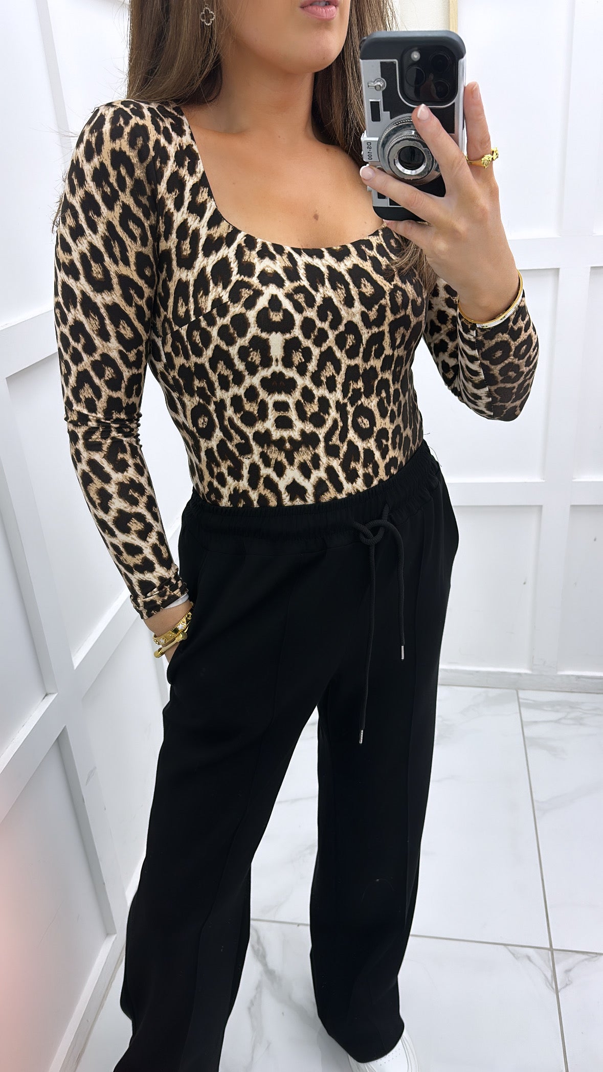 DANNI leopard print long sleeve bodysuit