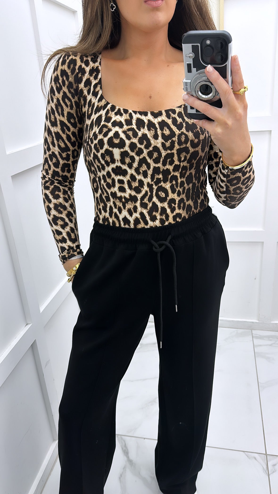 DANNI leopard print long sleeve bodysuit