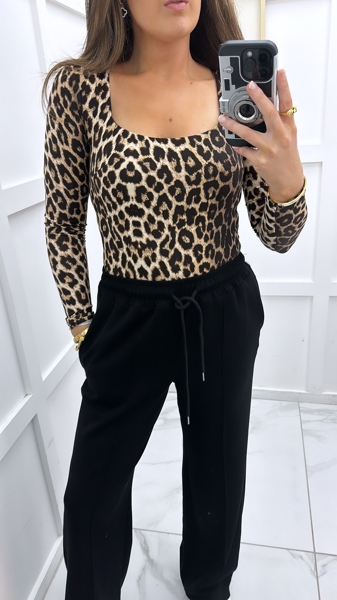 DANNI leopard print long sleeve bodysuit