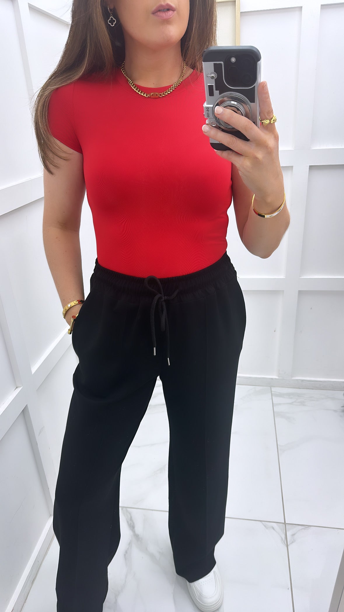 ASHLEY red slinky t-shirt bodysuit