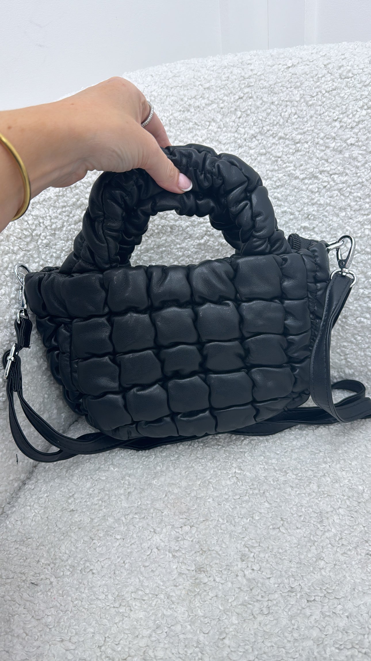 MORGAN black quilted across body bag