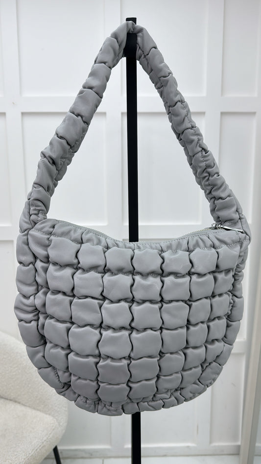 KAYLEY grey quilted shoulder bag