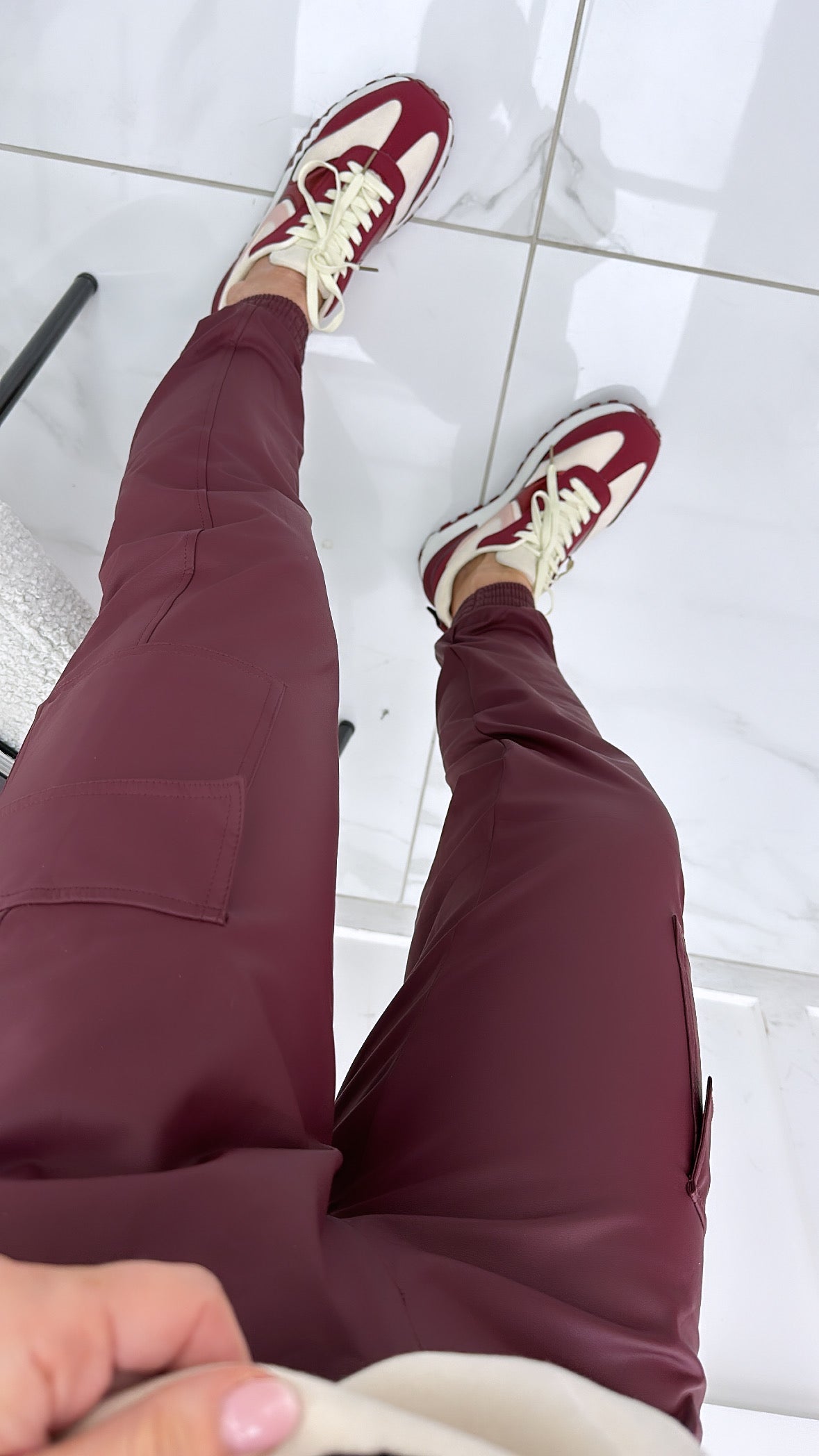 ERIN burgundy PU jogger pants