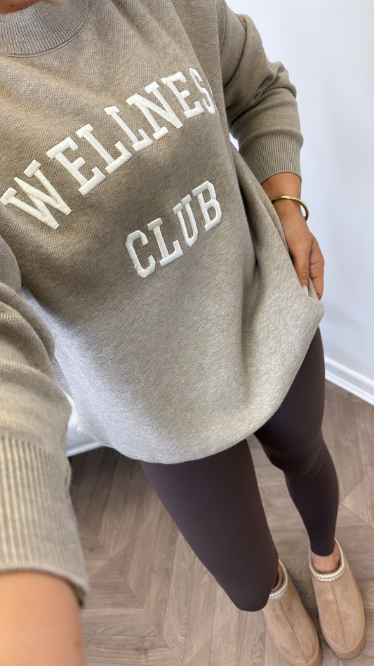 WELLNESS oatmeal embroidered knitted jumper