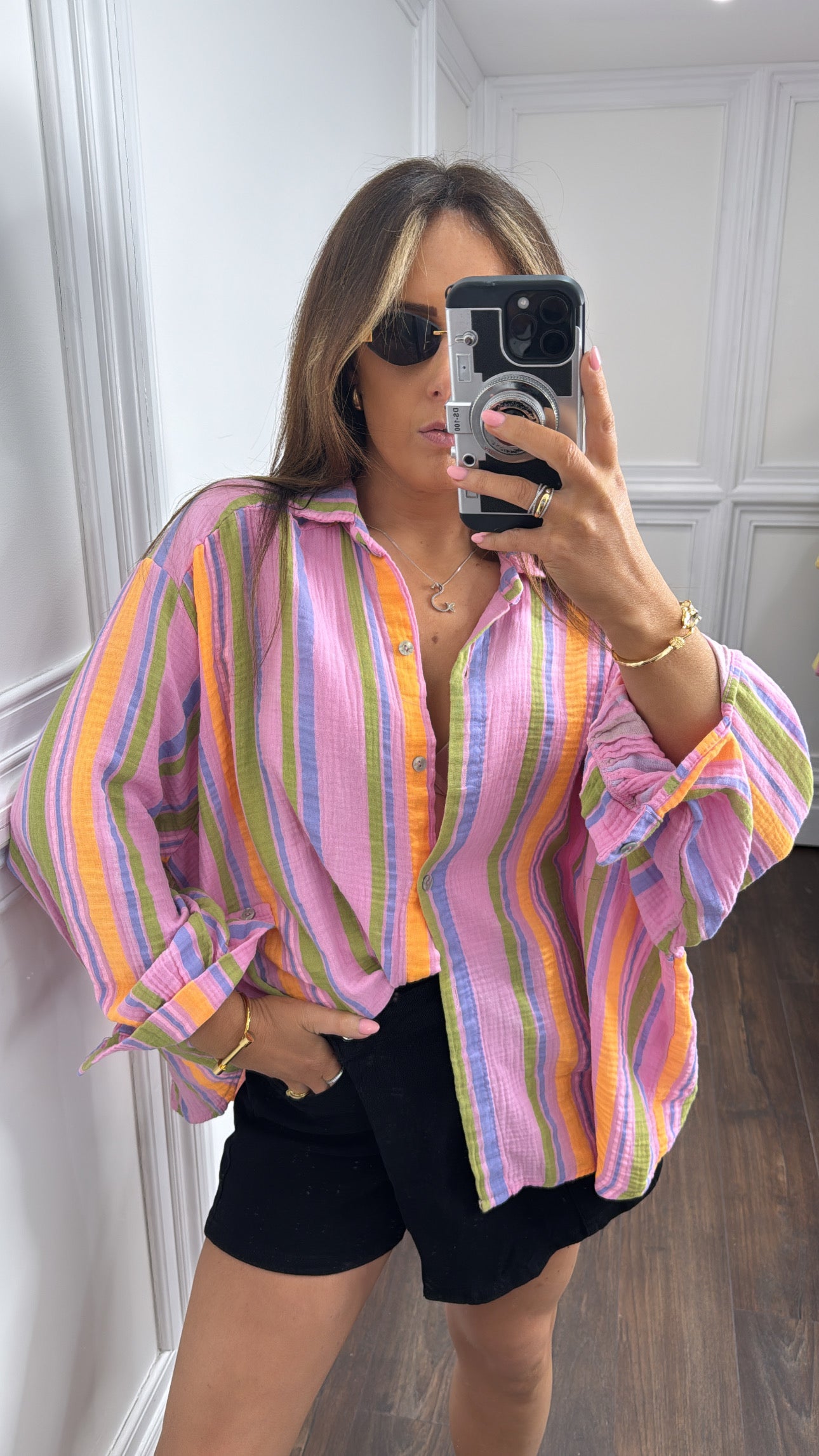 SAMMY neon orange stripe shirt