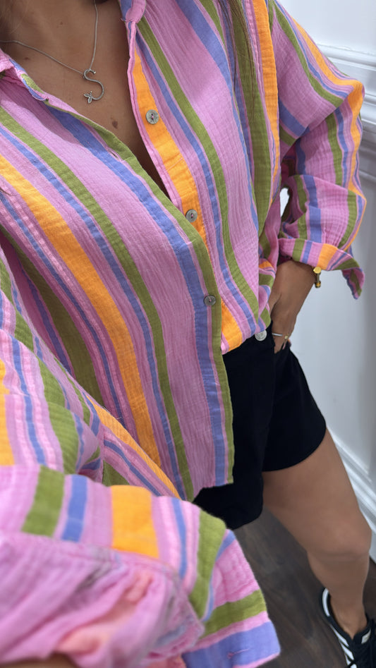 SAMMY neon orange stripe shirt