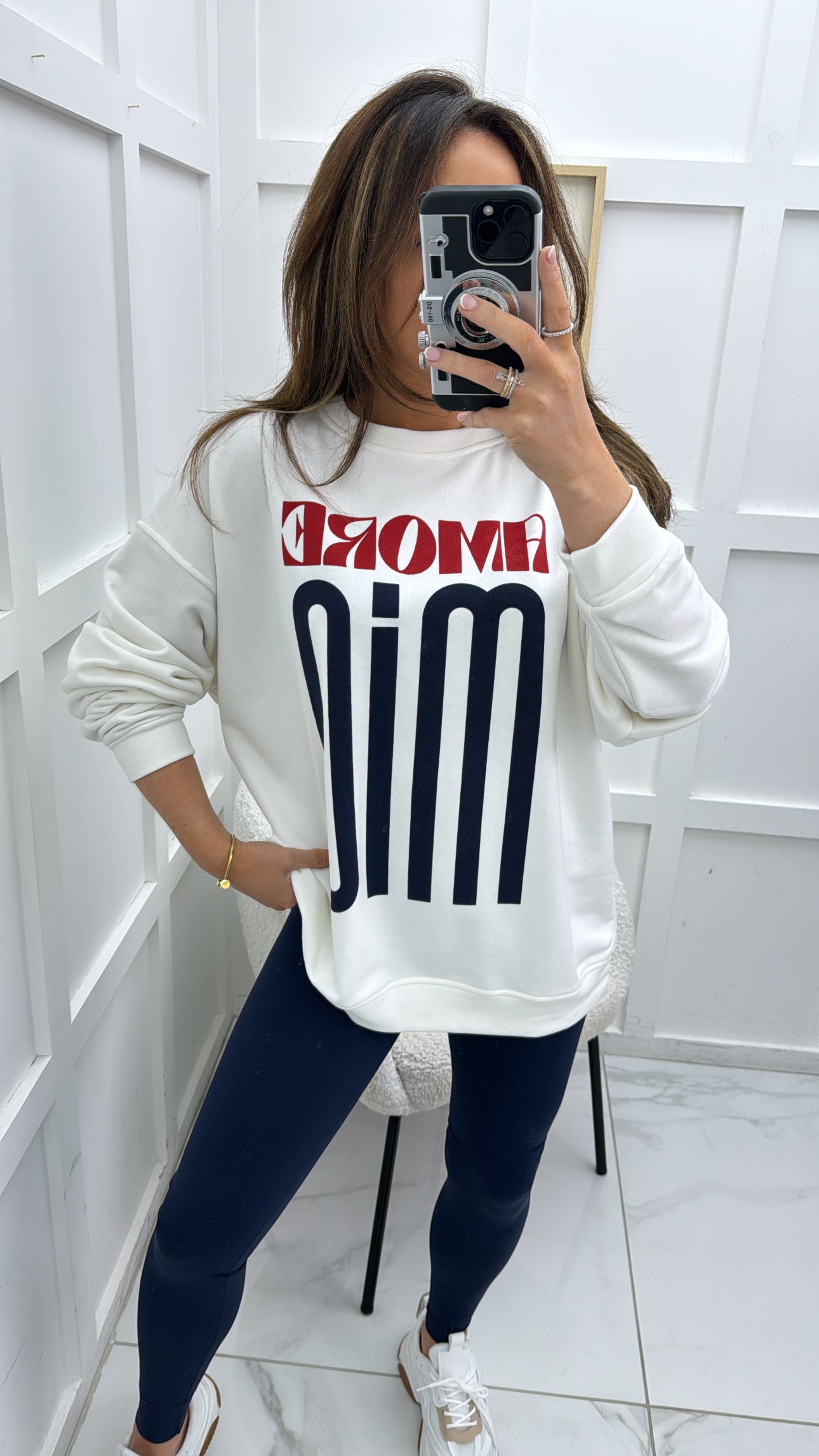 AMORE MIO white slogan sweatshirt