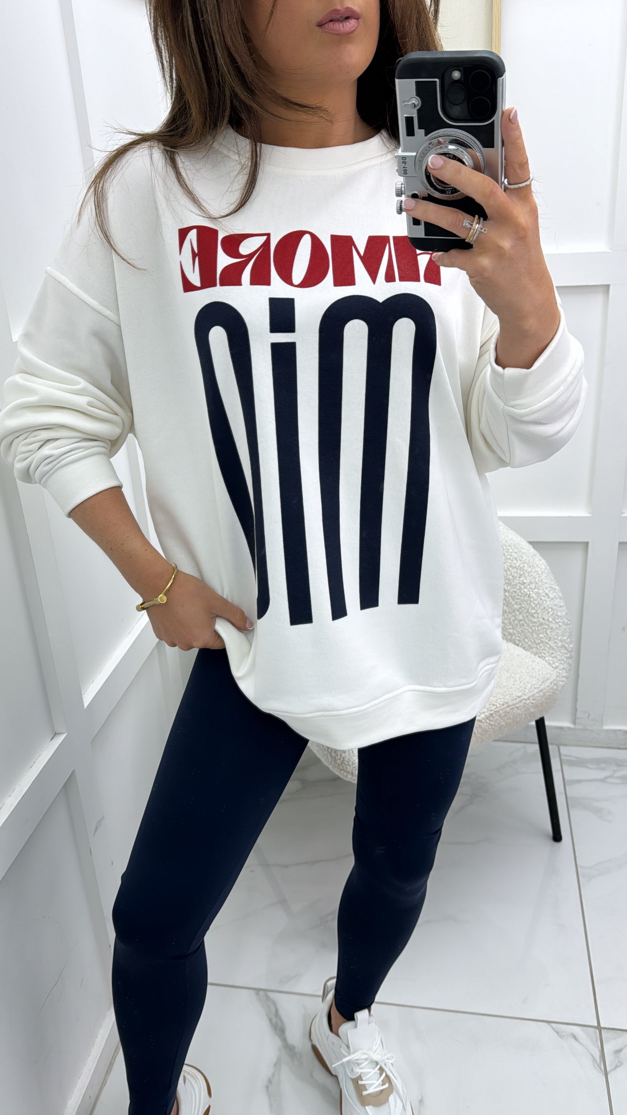 AMORE MIO white slogan sweatshirt