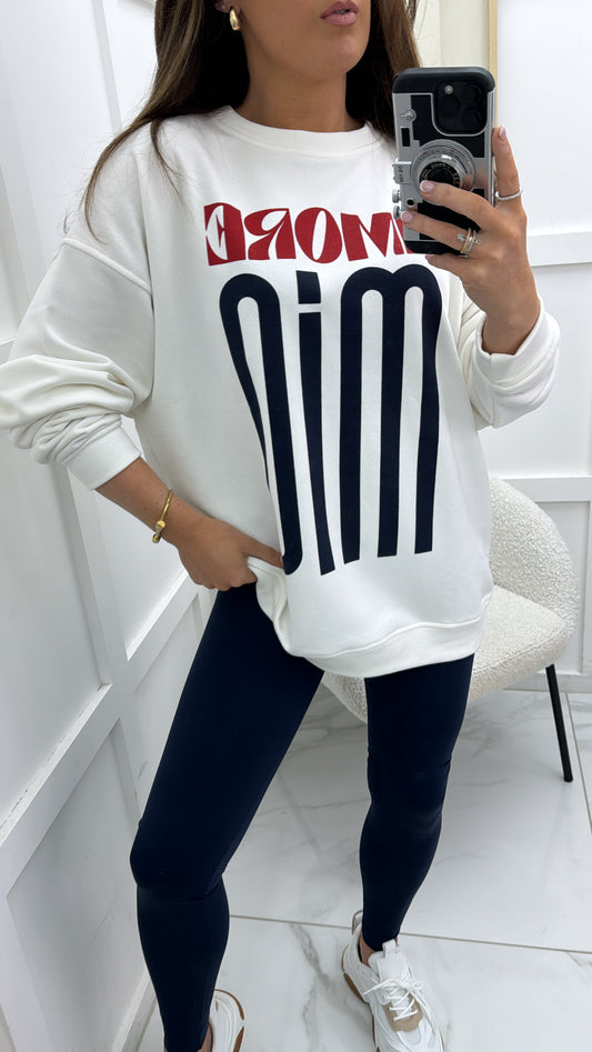 AMORE MIO white slogan sweatshirt