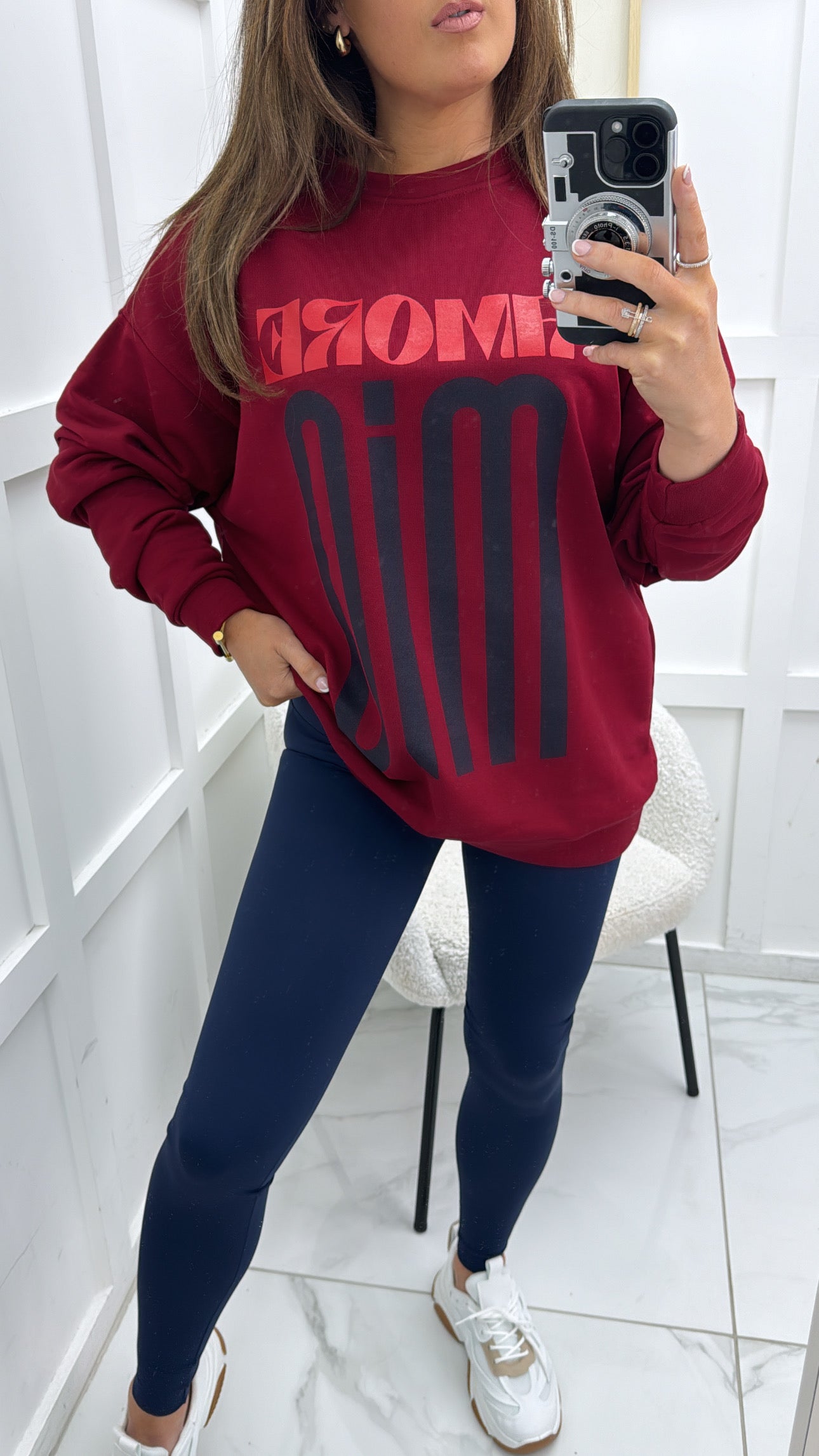 AMORE MIO cherry red slogan sweatshirt