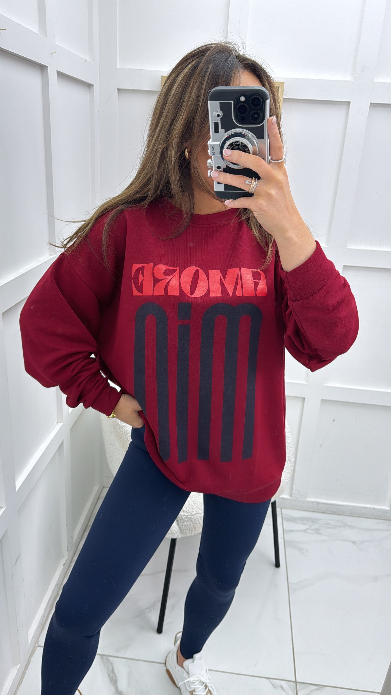 AMORE MIO cherry red slogan sweatshirt