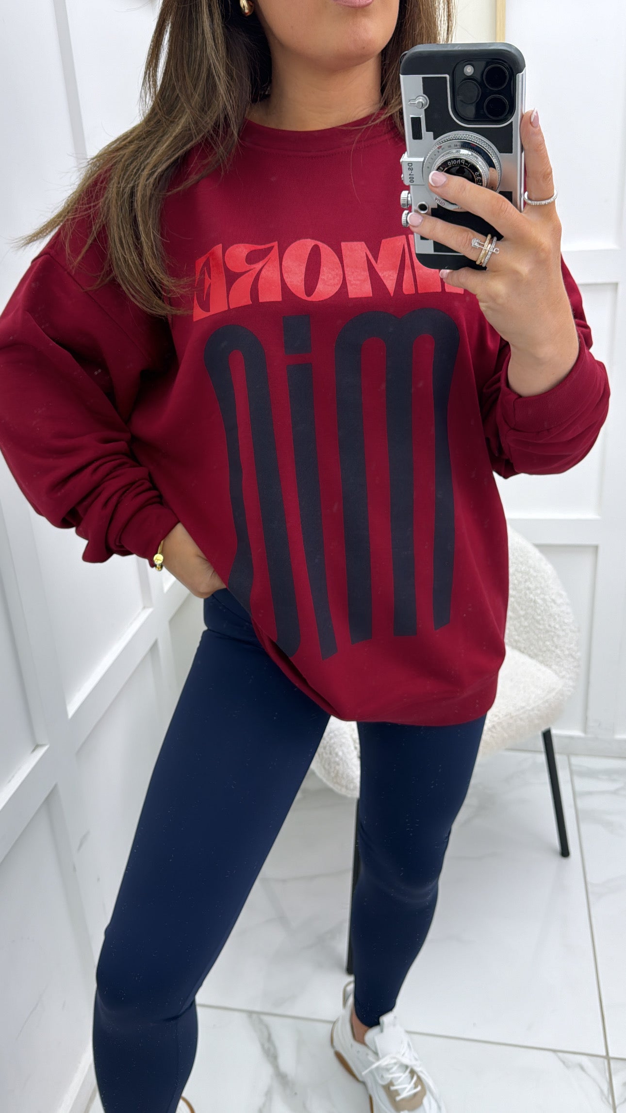 AMORE MIO cherry red slogan sweatshirt