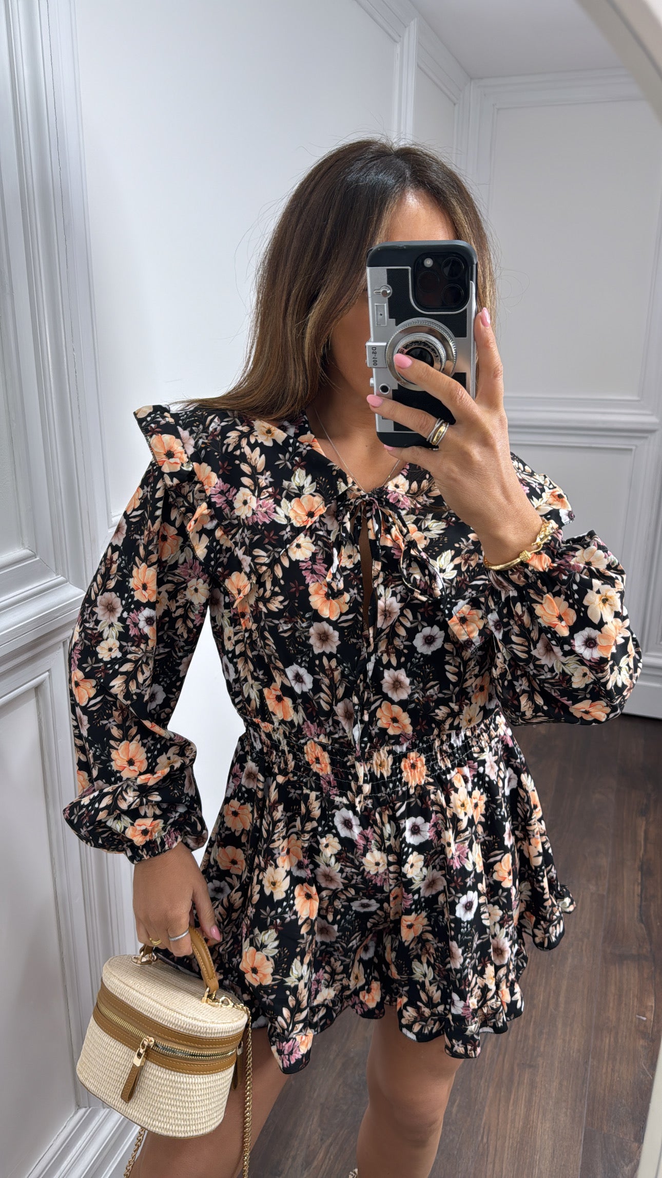 REEVE black floral extravagant collar playsuit
