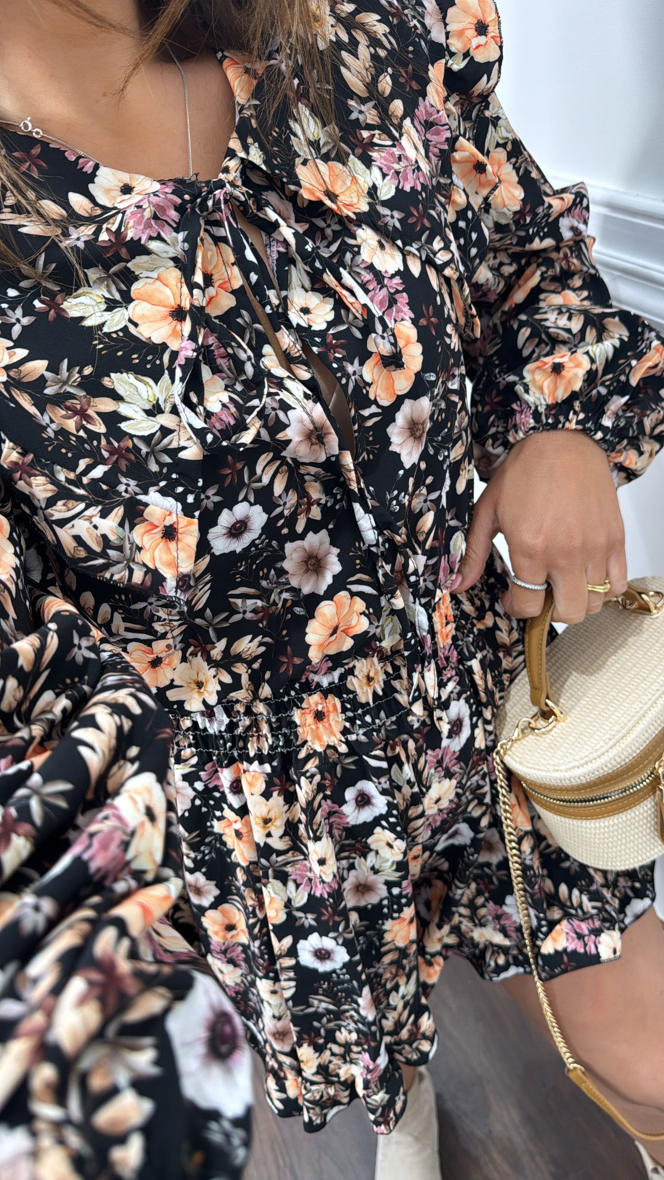 REEVE black floral extravagant collar playsuit