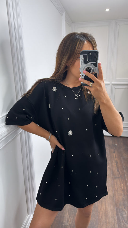 LUCIE black crystal tshirt dress