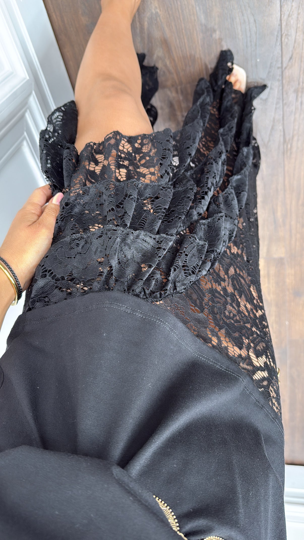 KATIE black t-shirt and lace skirt co-ord