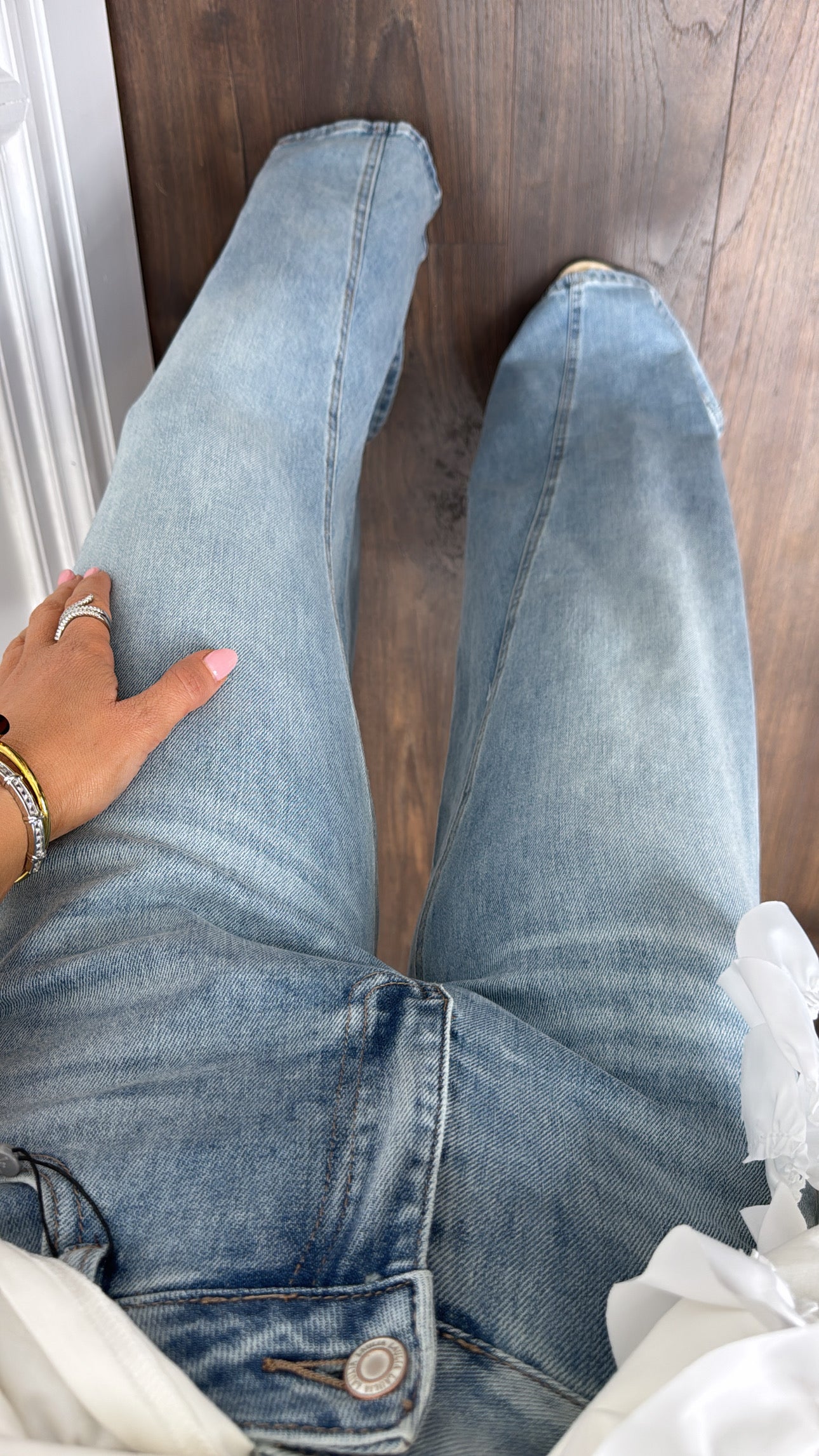 LOTTIE blue denim extreme wide leg jeans
