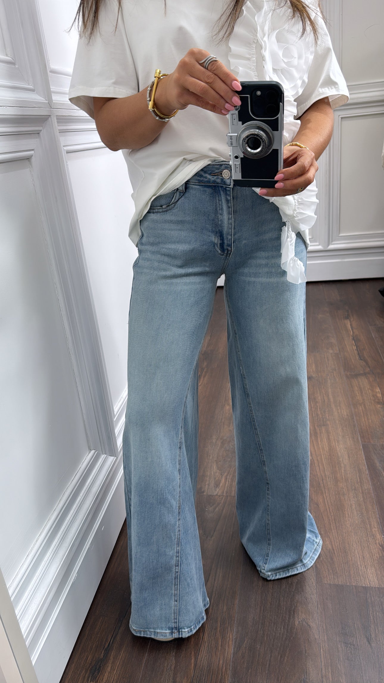 LOTTIE blue denim extreme wide leg jeans