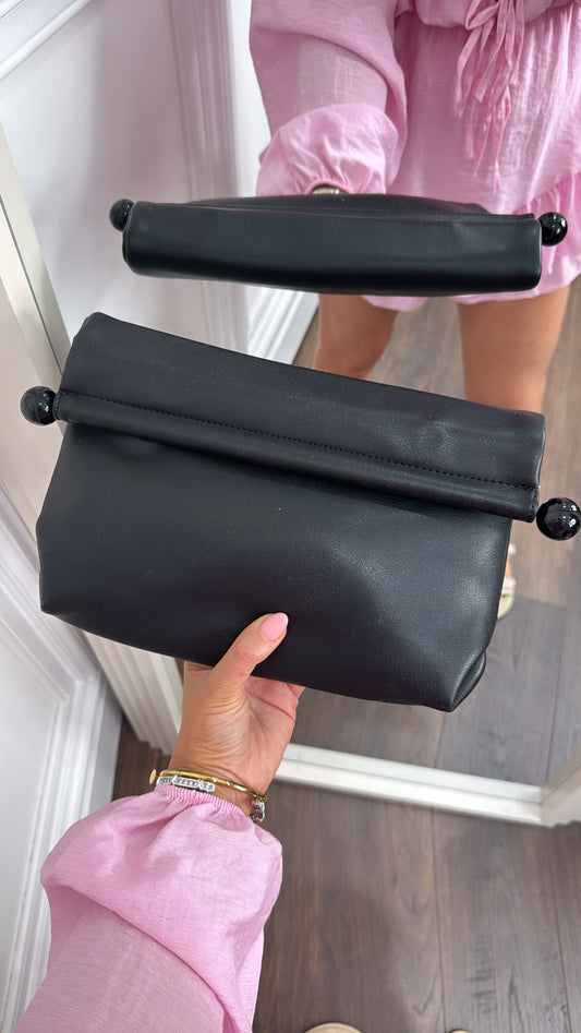 TESSA black fold over clutch bag
