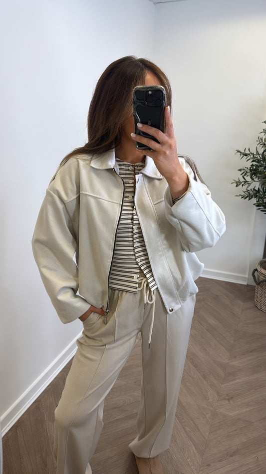 WINNIE cream faux suede jacket
