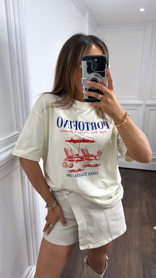PORTOFINO cream logo oversized t-shirt