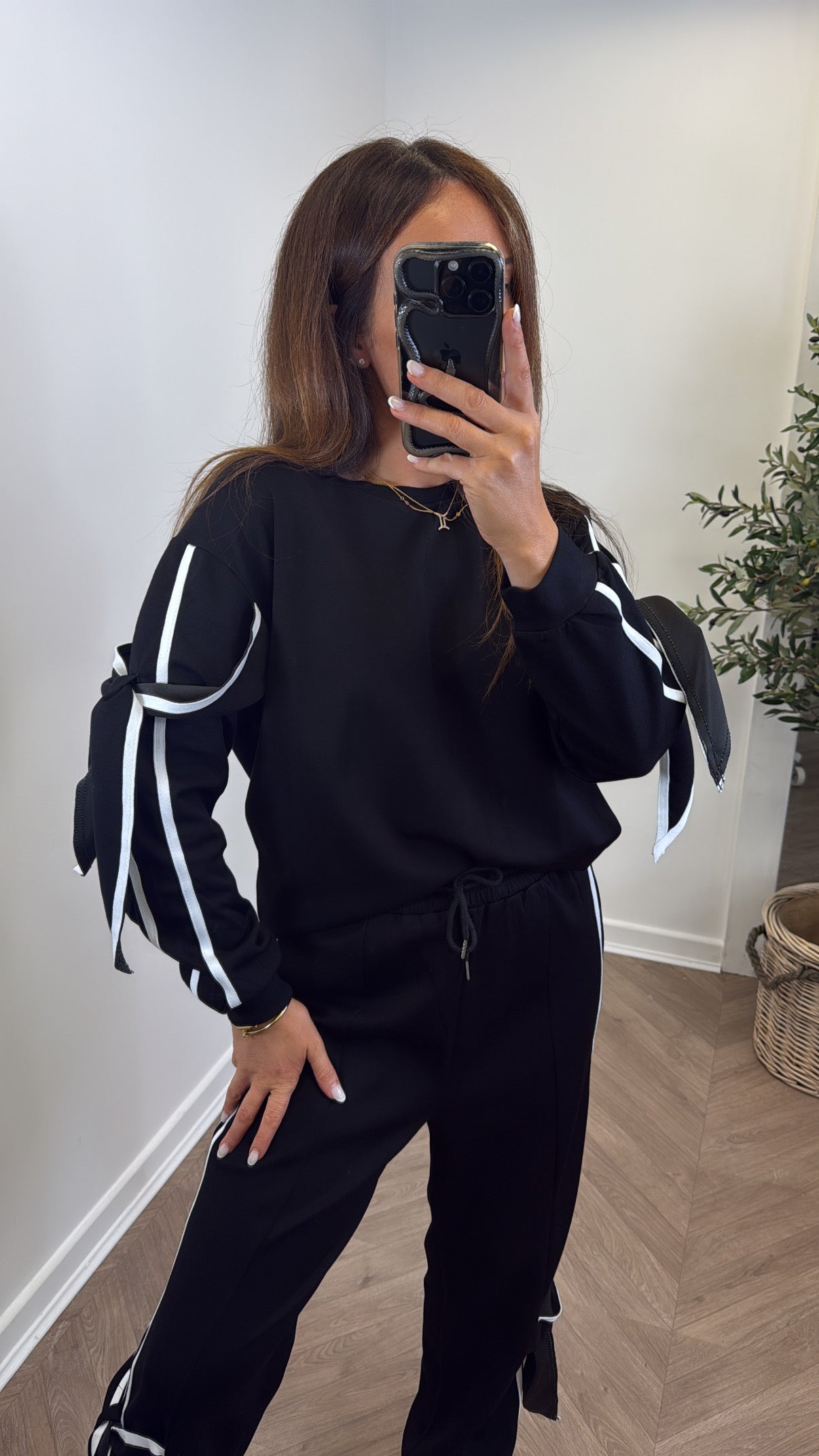 MAISIE black tie detail tracksuit