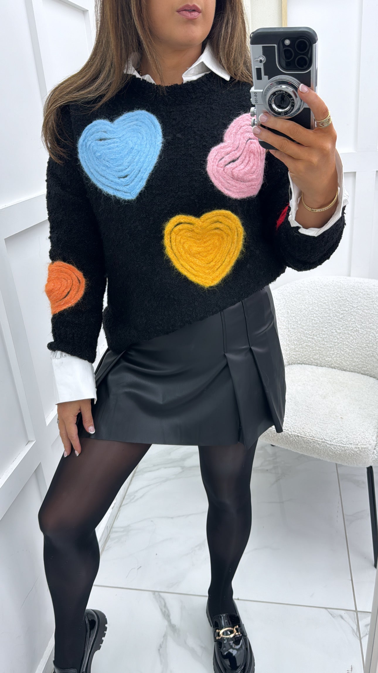 HATTIE black heart motif super soft jumper