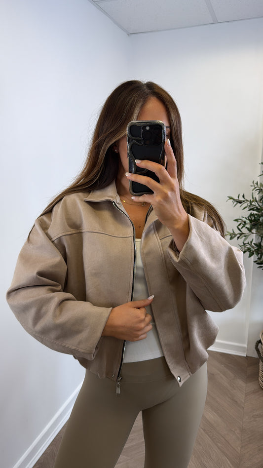 WINNIE mocha faux suede jacket